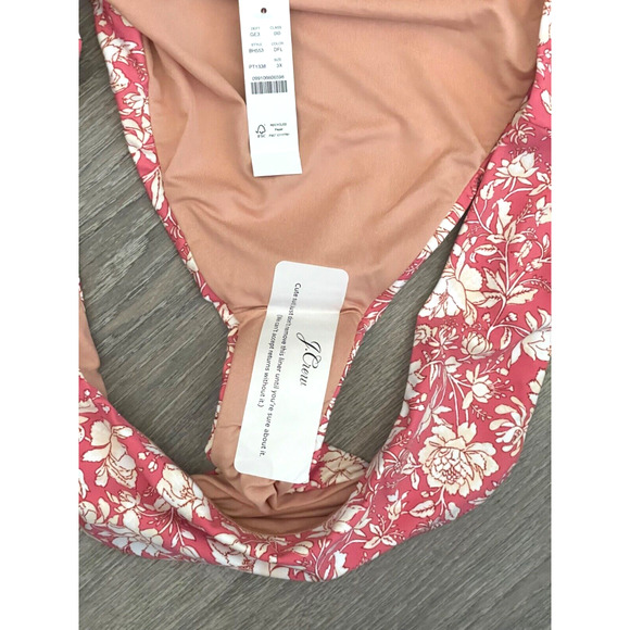 J.Crew NWT Pink Floral Tossed Floral Curved-Waist Cheeky Bikini Bottom Size 3X - Picture 16 of 16